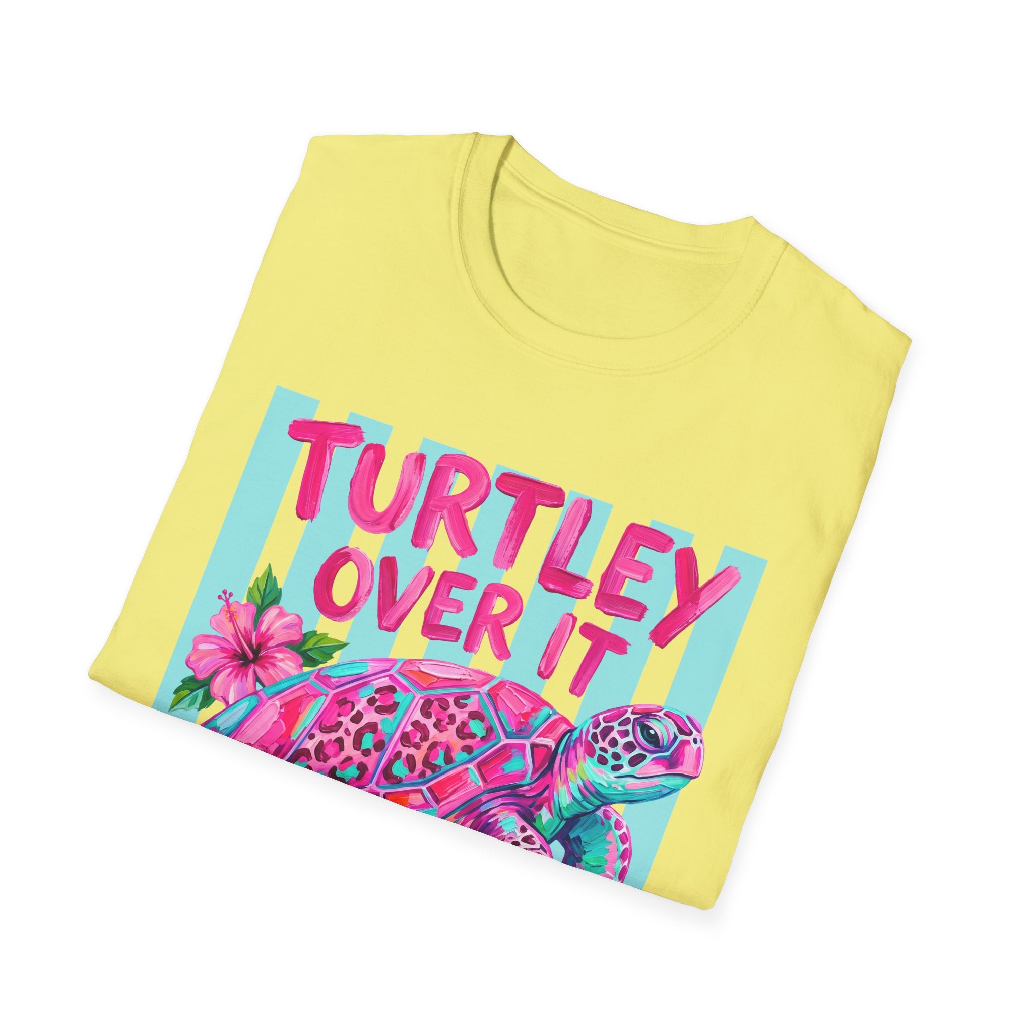 Turtley Over It T-Shirt — Tropical Pink Sea Turtle Graphic Tee