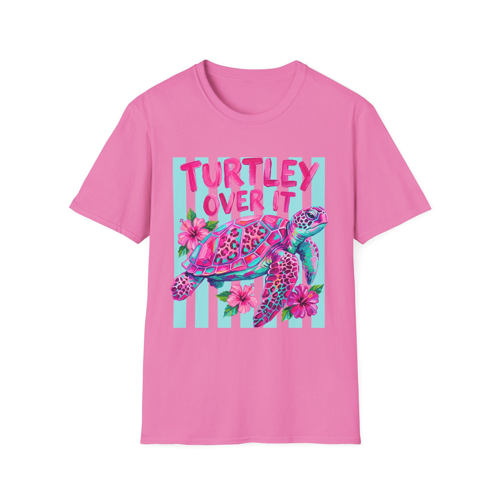 Turtley Over It T-Shirt — Tropical Pink Sea Turtle Graphic Tee