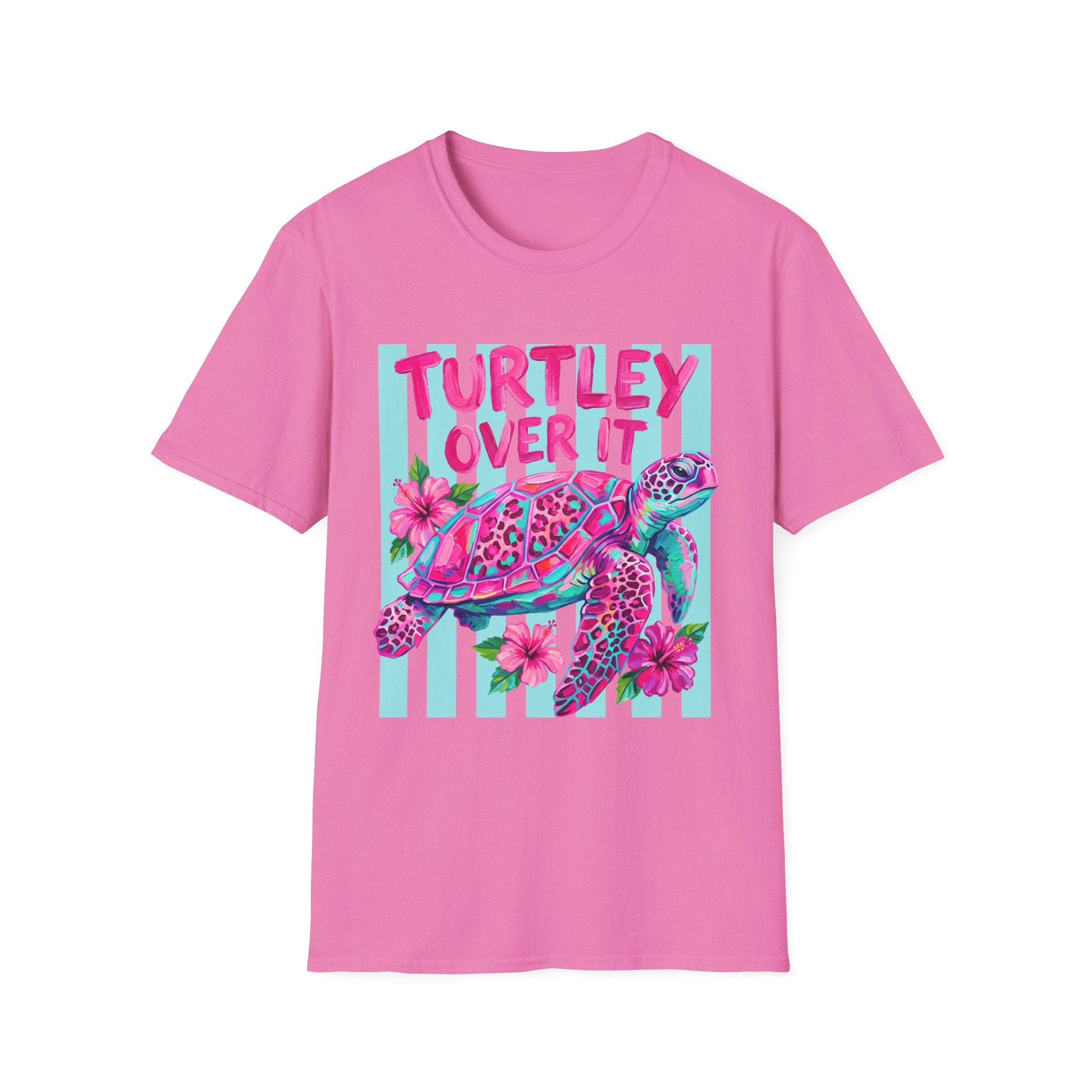 Turtley Over It T-Shirt — Tropical Pink Sea Turtle Graphic Tee