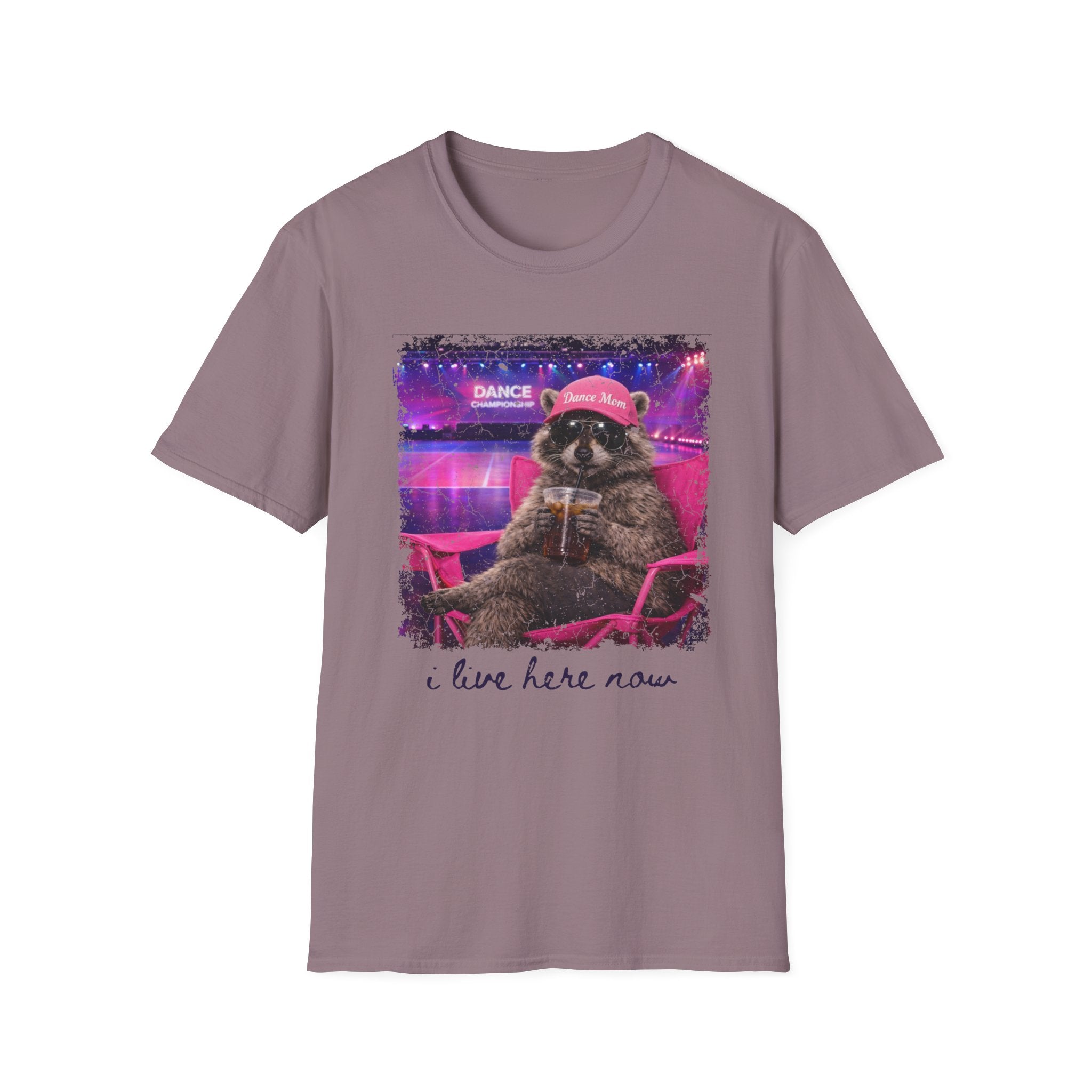 Raccoon ‘Dance’ Graphic T-Shirt — Retro Neon Wildlife Tee