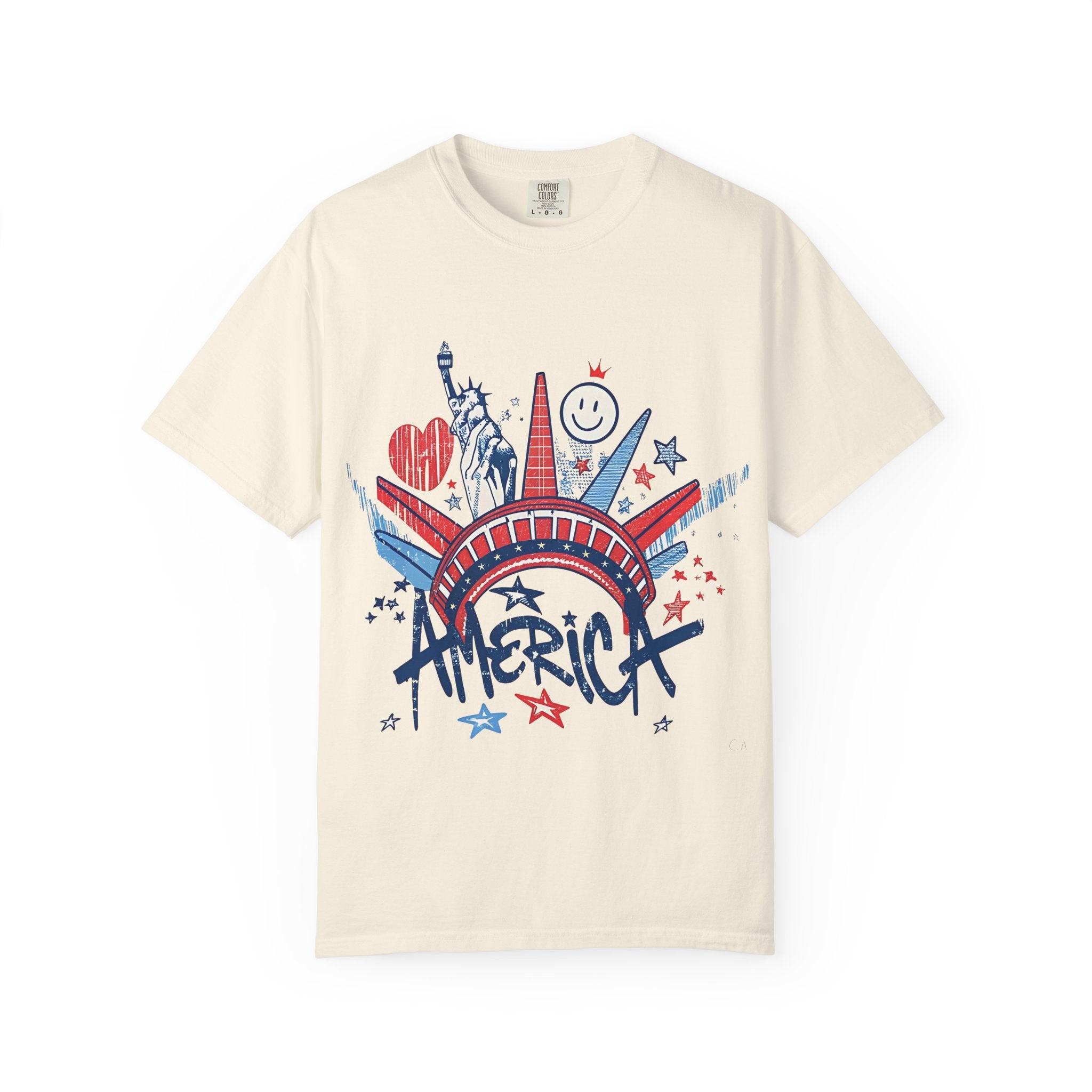 America Graphic T-Shirt — Patriotic Statue of Liberty 4th of July Tee