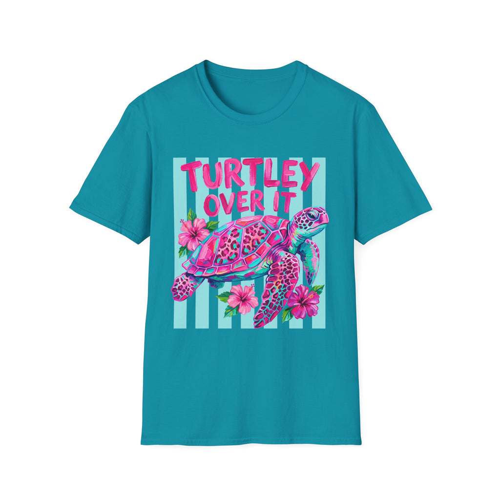 Turtley Over It T-Shirt — Tropical Pink Sea Turtle Graphic Tee