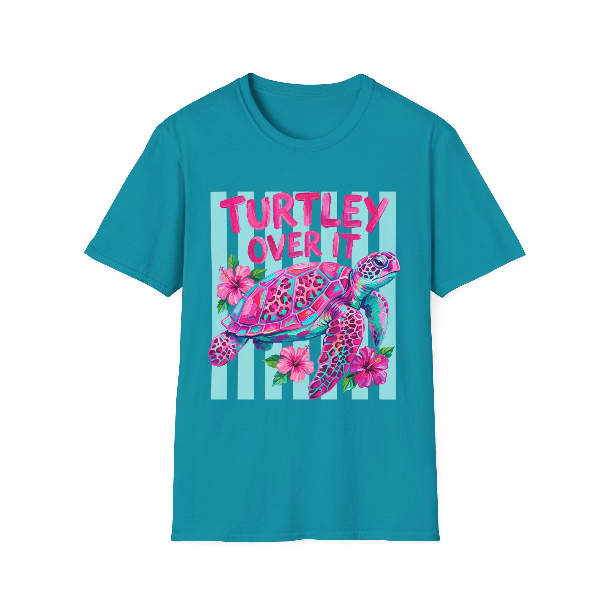 Turtley Over It T-Shirt — Tropical Pink Sea Turtle Graphic Tee