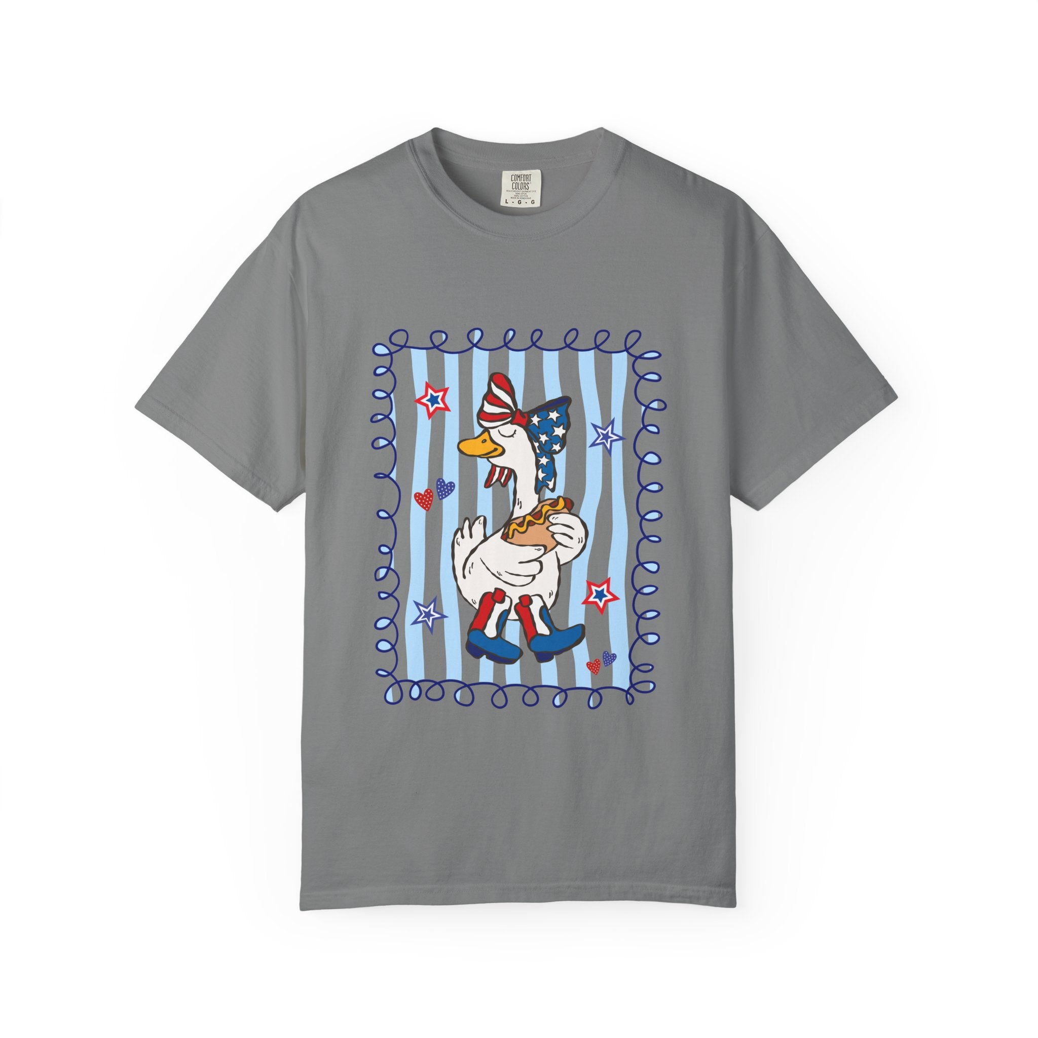 Patriotic Goose Graphic T-Shirt — "Proud Mama" Americana Tee