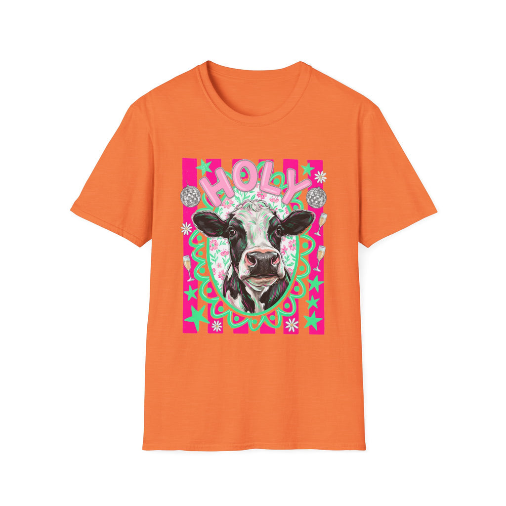 Holly Cow Graphic T-Shirt — Festive Cow Art Tee