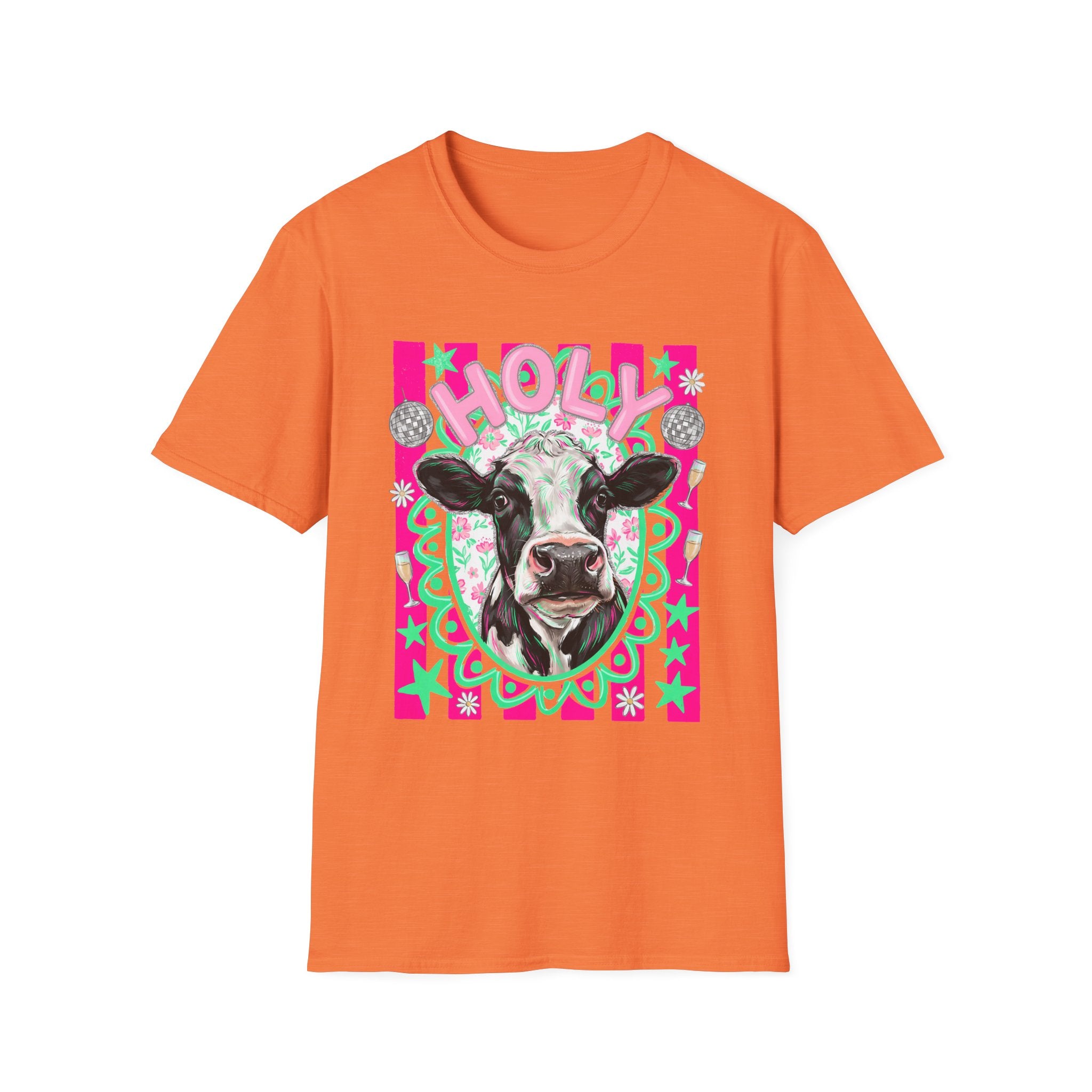 Holly Cow Graphic T-Shirt — Festive Cow Art Tee