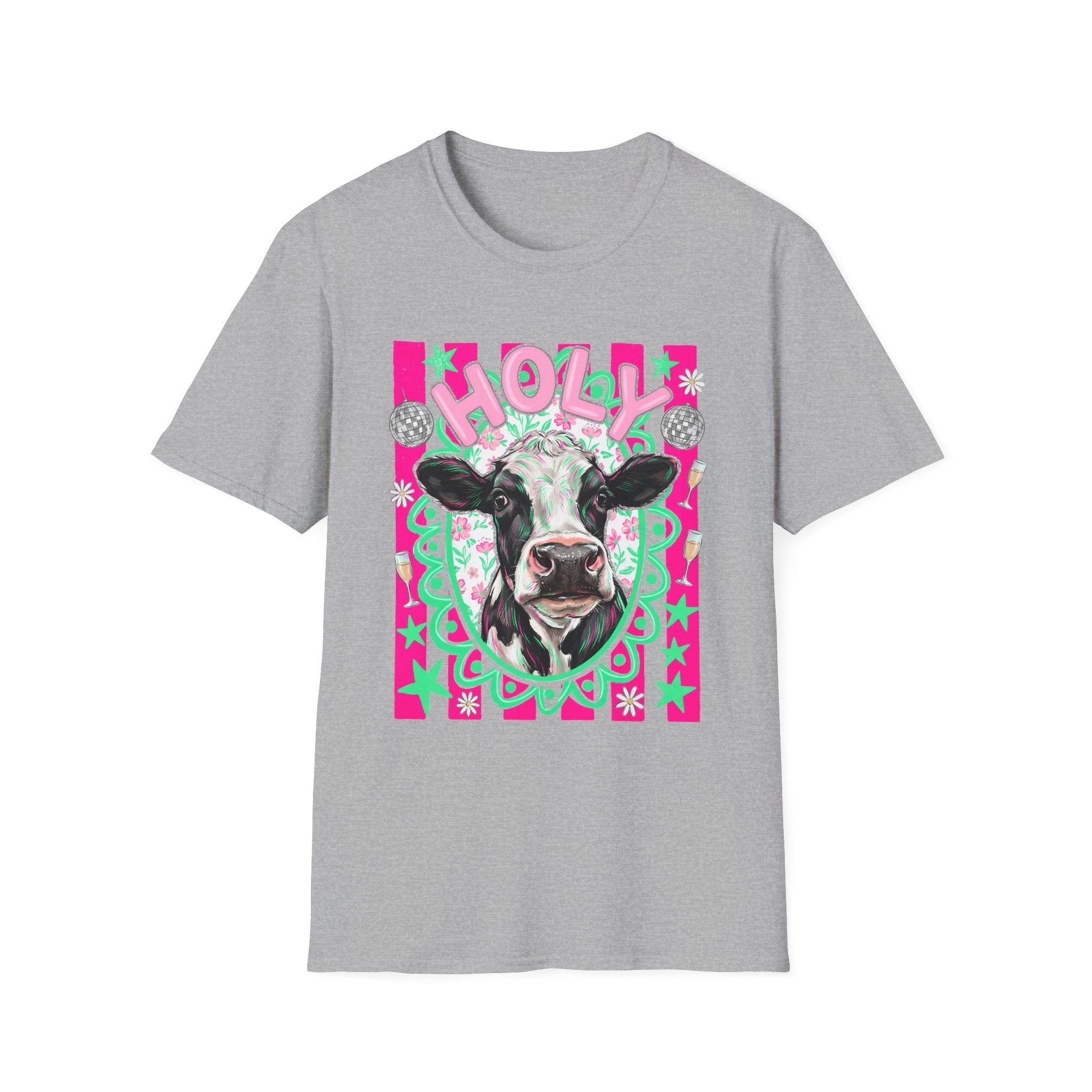 Holly Cow Graphic T-Shirt — Festive Cow Art Tee