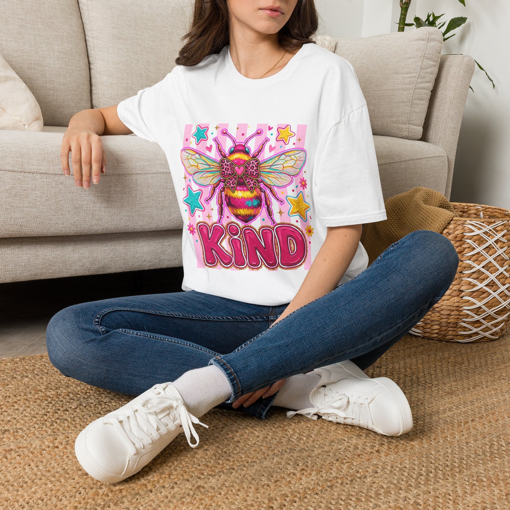 Kind Bee T-Shirt — Colorful Cute Bee Graphic Tee for Women & Teens