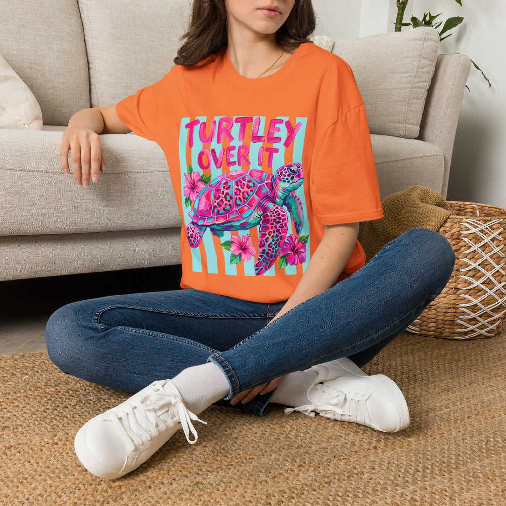 Turtley Over It T-Shirt — Tropical Pink Sea Turtle Graphic Tee