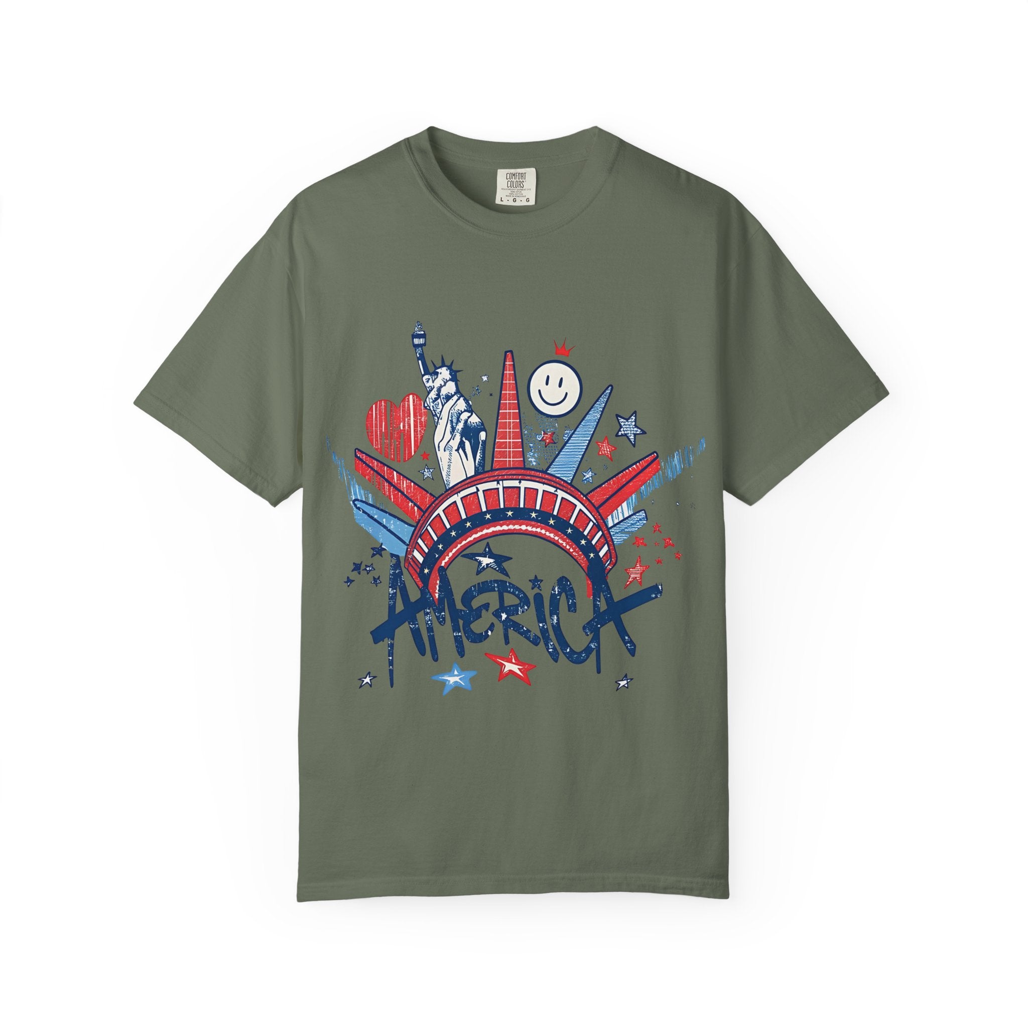 America Graphic T-Shirt — Patriotic Statue of Liberty 4th of July Tee
