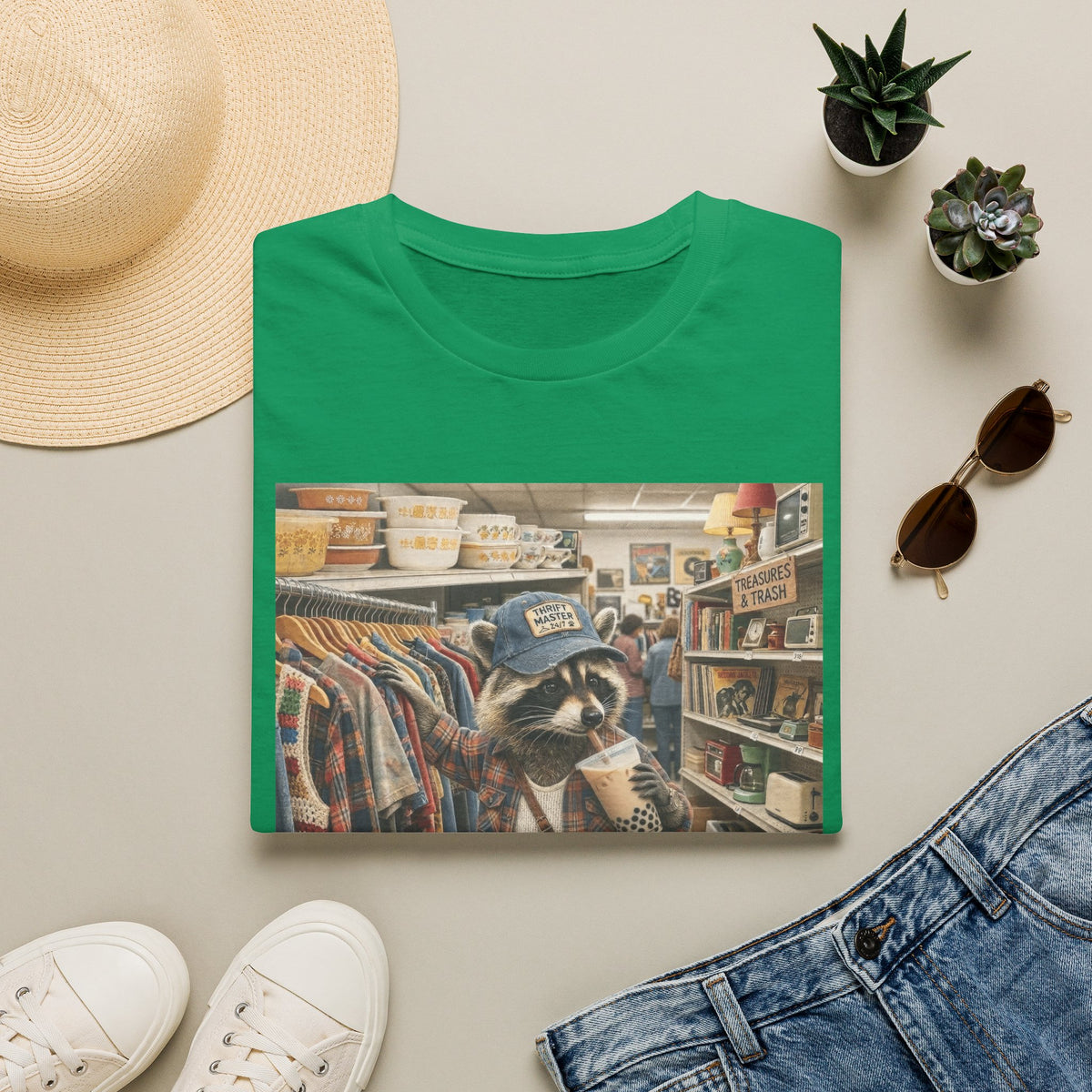 Thrifted Raccoon T-Shirt — "I'd Thrift That" Vintage Store Graphic Tee