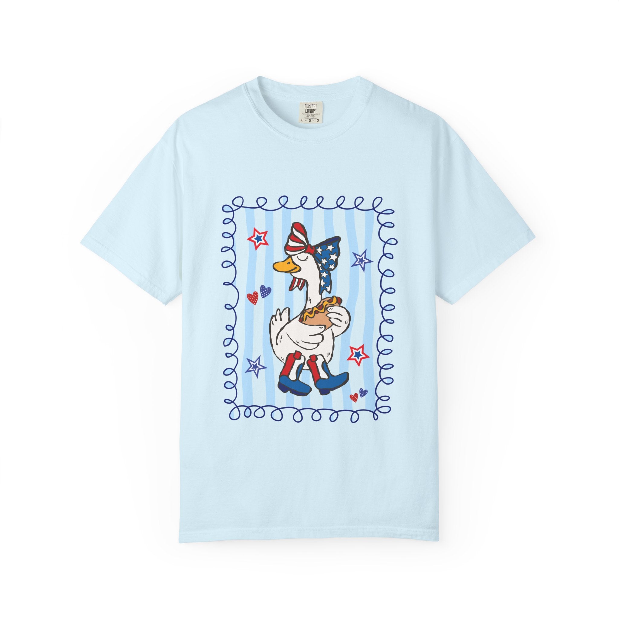 Patriotic Goose Graphic T-Shirt — "Proud Mama" Americana Tee